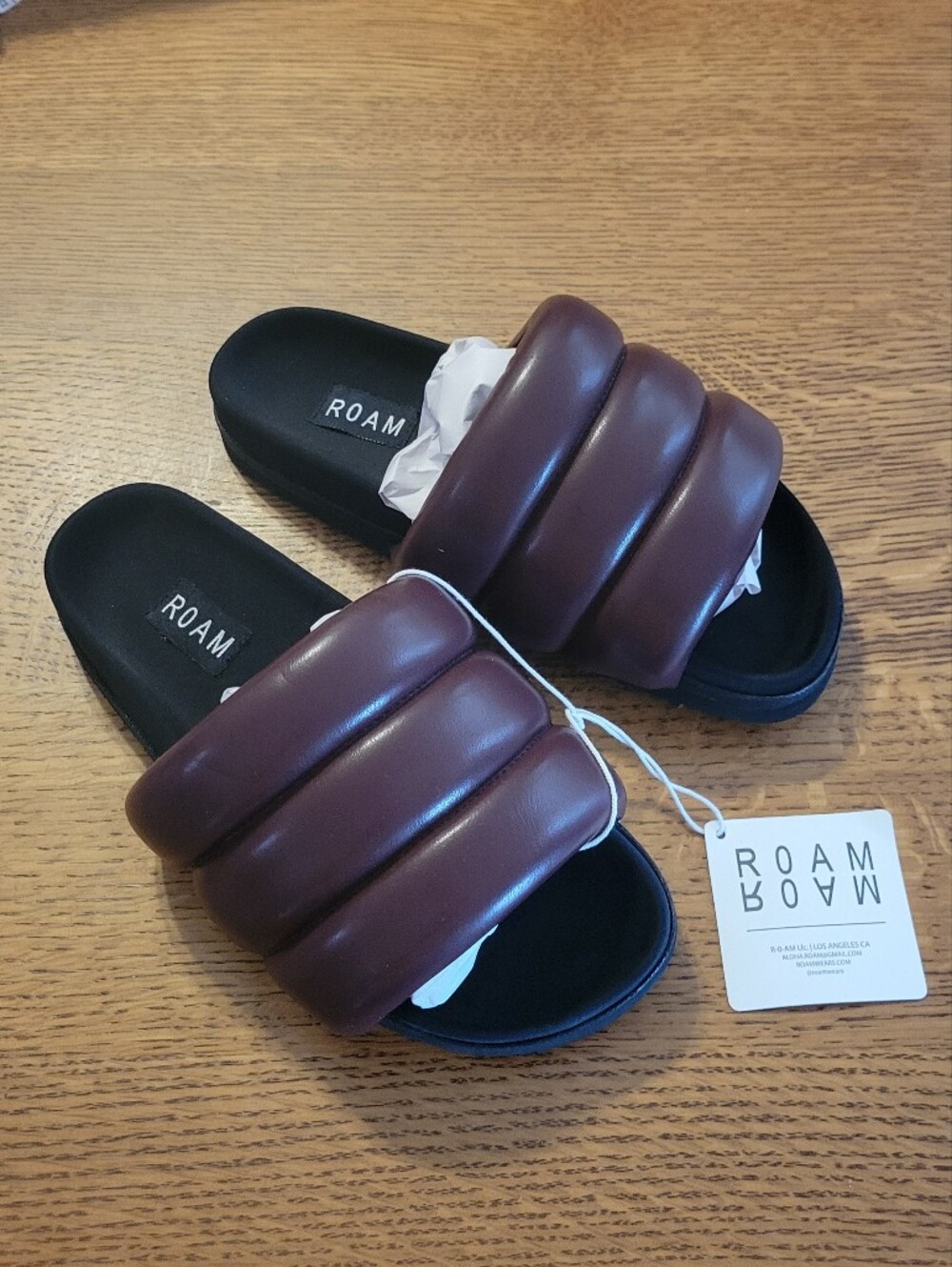 Roam Puffy Sandals slides- chocolate brown